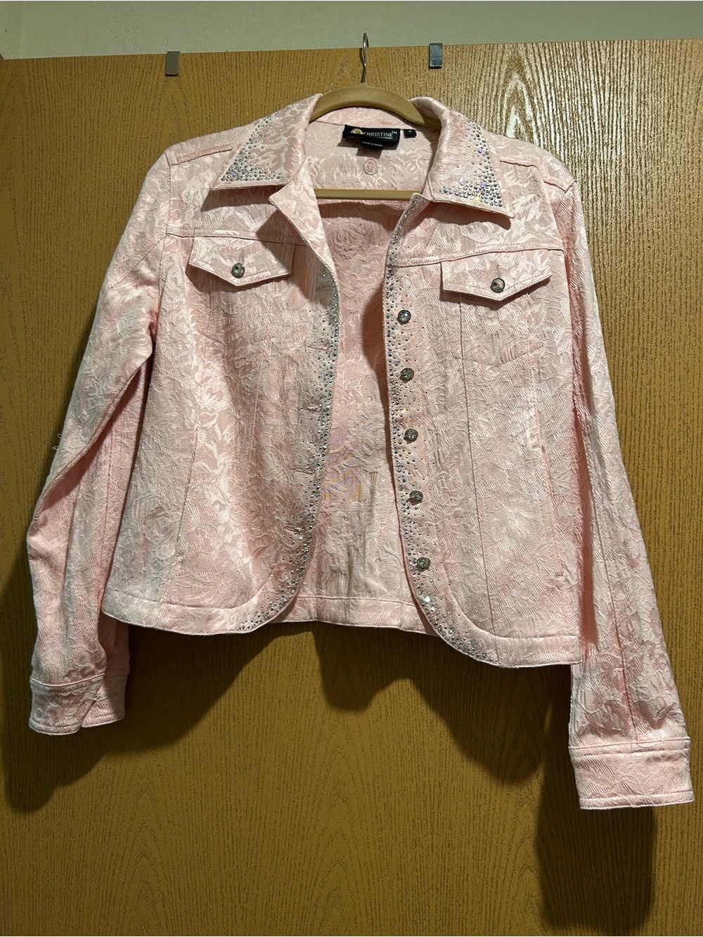 Christine Alexander Blush Pink Embroidered Denim Jacket